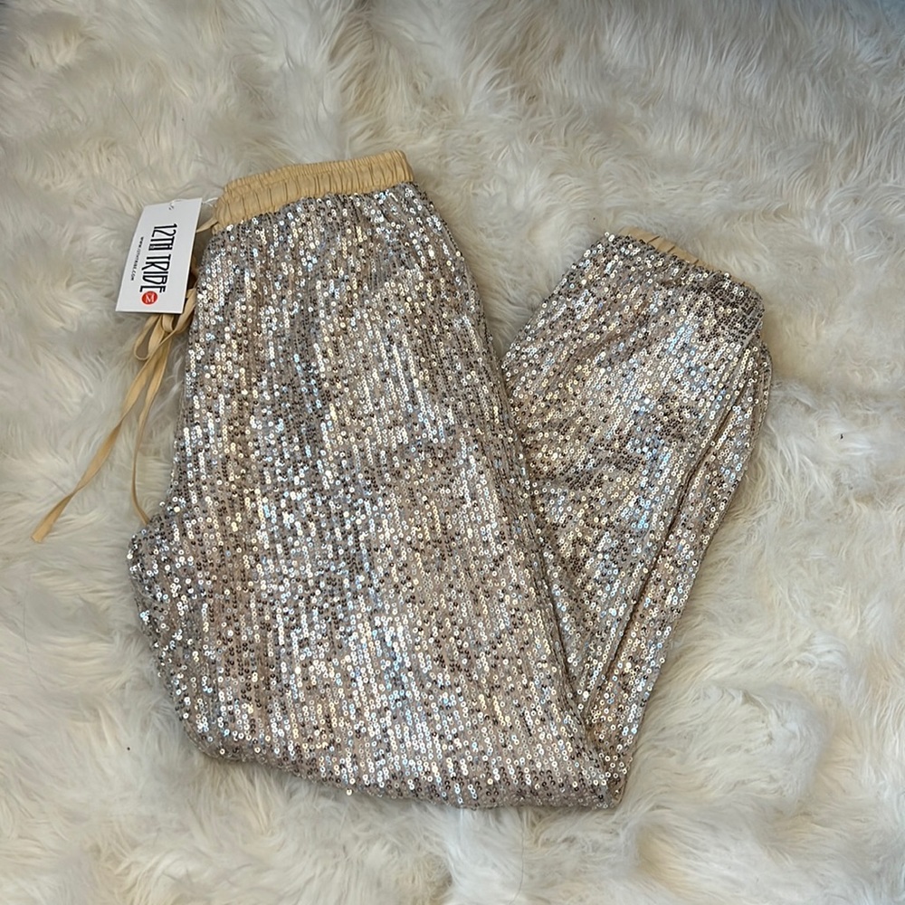 Nude/Silver Sequin Joggers